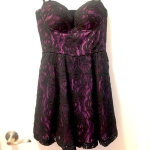 Sweetheart purple and black cocktail dress